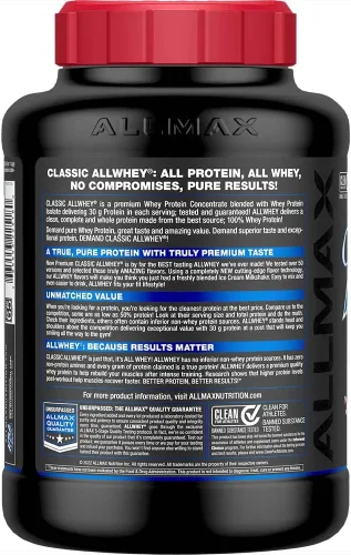 Miniatura 2 de ALLMAX Classic ALLWHEY, Fresa - 5 lb - 30 gramos de proteína por cucharada - Sin gluten - Aprox. 49 porciones