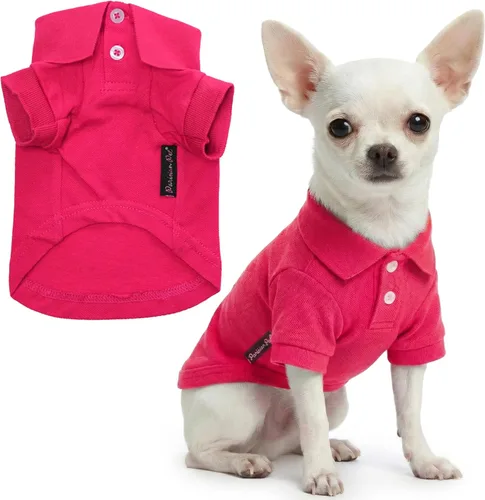 Miniatura 18 de Parisian Pet Polo para perro – Camisa de algodón transpirable en amarillo sólido – Ropa de verano tipo pullover con cuello abotonado para perros