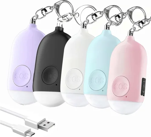 Miniatura 16 de Hion Alarma de seguridad personal para mujeres, recargable de 130 dB, llavero de alarma de autodefensa con linterna LED, seguridad sonora segura