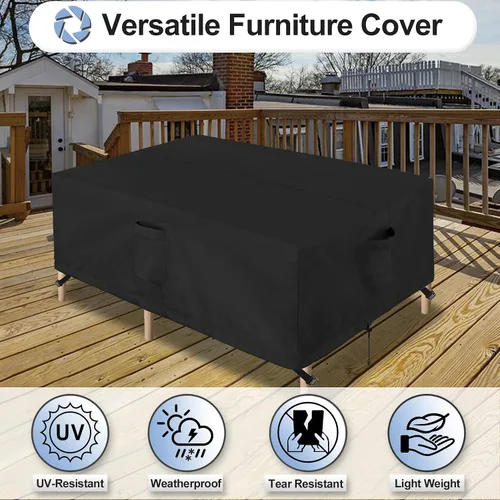 Miniatura 4 de OutdoorLines Juego de fundas impermeables para muebles de mesa de patio al aire libre, funda rectangular para sofá exterior, resistente a la Negro
