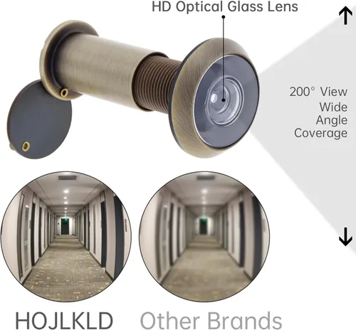 Miniatura 3 de Mirilla para Puerta, Latón Macizo con Mirilla de 200 Grados con Broca de 16 MM para Puertas de 1-1/2" a 2-3/8", Visor de Puerta con Diámetro de Tubo