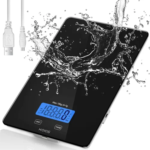Miniatura 2 de KOIOS Báscula de alimentos, báscula digital de cocina de 33 libras/15 kg, peso en gramos y onzas para cocinar y hornear, graduación precisa de 1