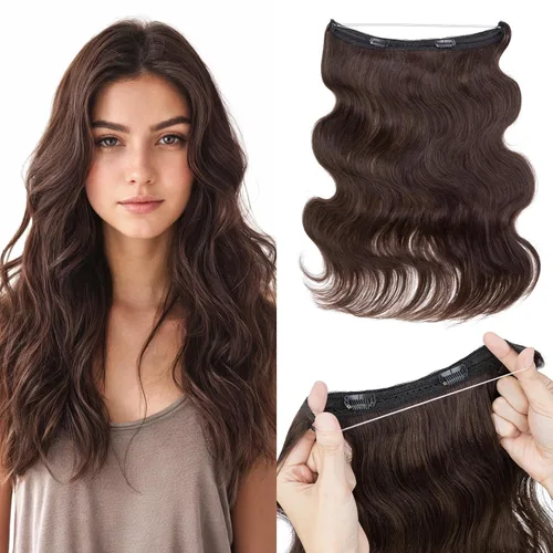 Miniatura 13 de MY-LADY - Extensiones de cabello humano real, extensiones de cabello humano real, 12 pulgadas, color marrón oscuro, extensiones de cabello largo