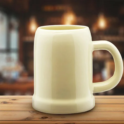 Miniatura 6 de DISCOUNT PROMOS Taza de cerámica para cerveza, 28 onzas, juego de 6, paquete a granel, ideal para Octoberfest, pub, restaurante y más, color beige