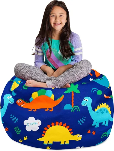 Miniatura 28 de Posh Stuffable Kids Funda de Silla Puf Rellenable para Almacenamiento de Animales de Peluche - Organizador de Juguetes Infantiles, Mediano 27