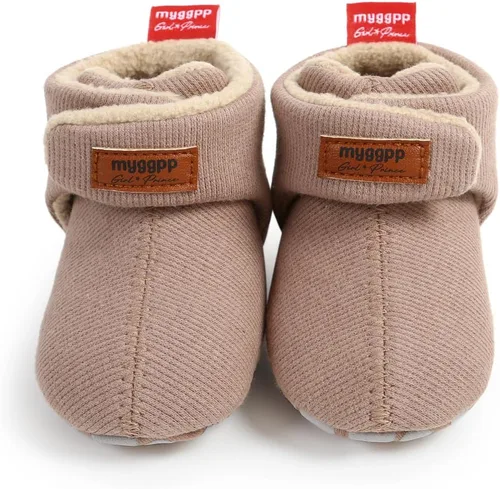 TIMATEGO - Pantuflas tipo botines de felpa con suela antideslizante para recién nacidos, bebés, niños y niñas