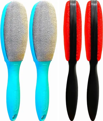 Miniatura 3 de ezclean Paquete de 4 cepillos de pelusa de 2 colores para ropa, muebles, sofá, cepillo para eliminar pelusas para ropa, cepillos reutilizables
