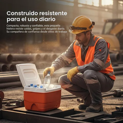 Miniatura 5 de Pequeña carcasa rígida para enfriar, hielera con mango retráctil, pequeña caja de refrigeración dura con retención de hielo de 3 a 4 días, enfriador