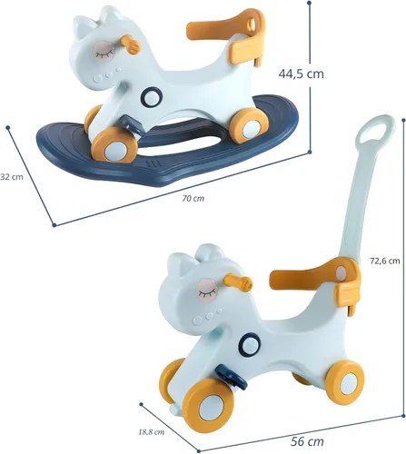 Miniatura 5 de Caballo mecedor 4 en 1 para niños pequeños de 1 a 3 años, juguete mecedor para bebé, divertido regalo de cumpleaños para niños de 1+ años, juguete