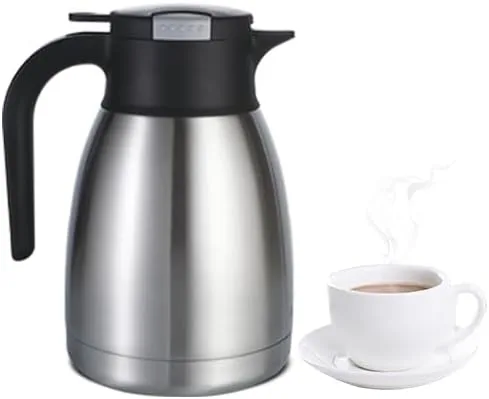 Heritage66 Dispensador térmico de jarra de café, acero inoxidable de triple pared, aislado al vacío, 34 onzas/1 litro, mantiene el calor 12 horas (1