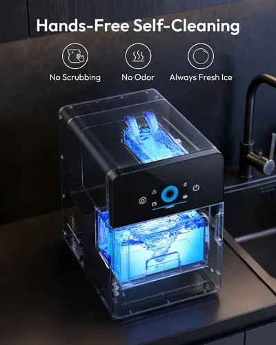 Miniatura 5 de EUHOMY Encimera para hacer bolas de hielo de 2 pulgadas, 4 piezas listas en 40 minutos, 144 unidades/día, máquina de hielo de esfera autolimpiante