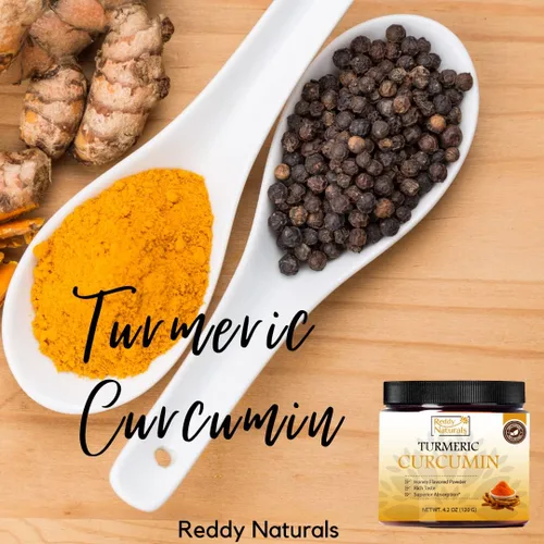 Miniatura 3 de Reddy Naturals Curcumina en polvo de cúrcuma con piperina de pimienta negra, 95% curcuminoides, sabor a miel, apoyo articular y de movilidad, mezcla