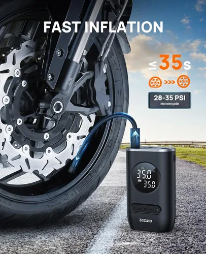 Miniatura 2 de Compresor de aire portátil para inflador de neumáticos, bomba de aire inalámbrica ZGZUXO 150PSI para neumáticos de automóvil con manómetro de luz