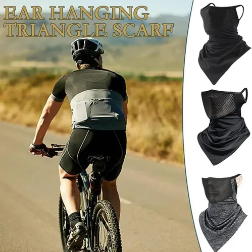 Miniatura 7 de Paquete de 3 mascarillas triangulares para colgar, protección solar de verano, máscara de seda de hielo, polaina para el cuello, bandana
