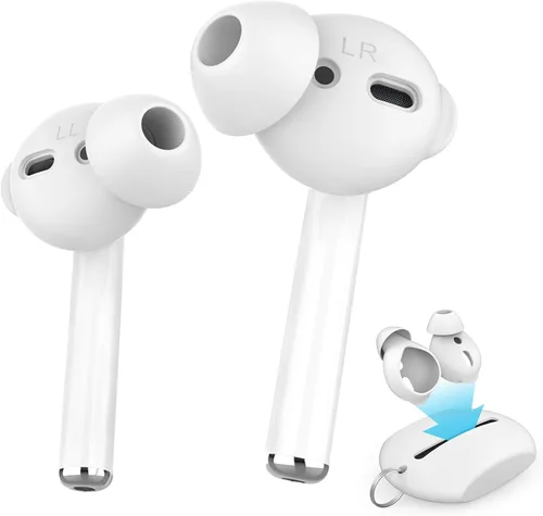 Miniatura 10 de AhaStyle 4 pares de almohadillas de silicona para auriculares AirPods compatibles con Apple AirPods (2 pares grandes y 2 pares pequeños, negro)