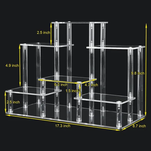 Miniatura 2 de Choowin Estante elevador de acrílico de 6 niveles para coleccionables, figuras de acción, Funko Pop, perfume, soporte de exhibición escalonado