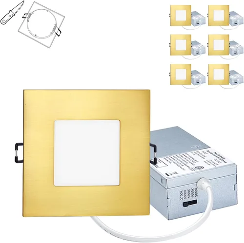 Miniatura 11 de POPANU Iluminación empotrable LED cuadrada de 4 pulgadas, lámpara empotrable sin lata, luz de techo regulable con caja de conexiones, Blanco