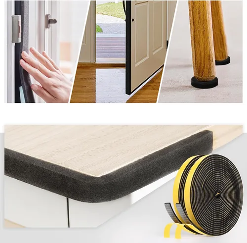Miniatura 6 de Cinta aislante de espuma Egofix, burletes para puertas y ventanas, cinta adhesiva de espuma negra resistente al clima para puerta corrediza, marco