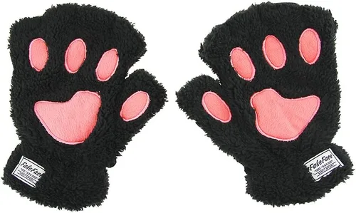 Miniatura 2 de FakeFace Lindos guantes de felpa de piel sintética sin dedos para niñas y mujeres