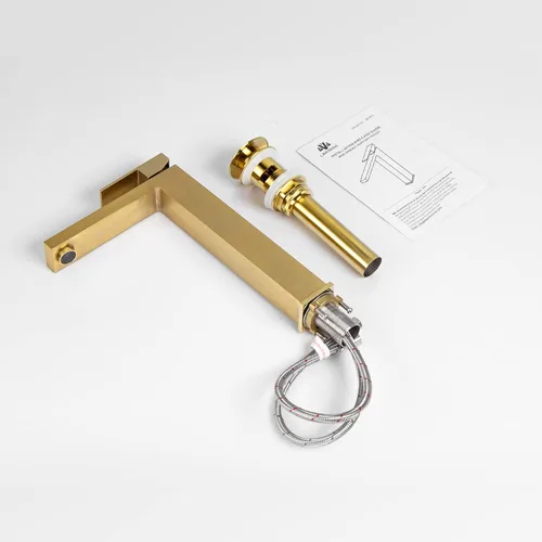 Miniatura 8 de Lava Odoro Grifo de fregadero dorado para lavabo, grifo de fregadero de un solo agujero en oro cepillado, grifo alto de baño de una sola manija