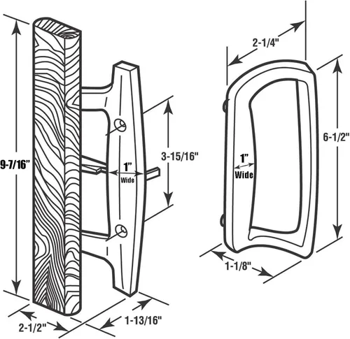Miniatura 8 de Manija para puerta corrediza de vidrio de patio con cerradura de muesca de 45°, sin llave, mangos interiores de madera de roble y tirador exterior