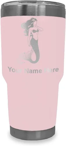 Miniatura 24 de LaserGram Vaso aislado al vacío de 20 onzas, sirena, grabado personalizado incluido (negro)