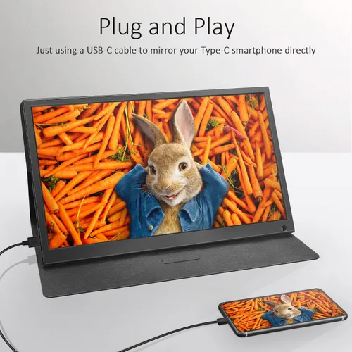 Miniatura 5 de Monitor portátil de 13.3 pulgadas 1080P USB-C HDMI Ultra Slim Monitor de viaje con cubierta protectora y altavoces, pantalla externa Plug & Play