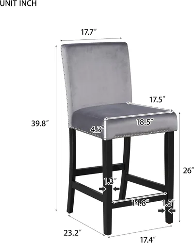 Miniatura 7 de Merax Juego de mesa de comedor para 4, mesa de comedor de altura de mostrador con mesa de comedor de mármol sintético y 4 sillas de asiento