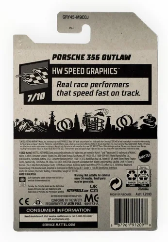 Miniatura 2 de Hot Wheels Porsche 356 Outlaw, [azul] Gráficos de velocidad 171/250 7/10