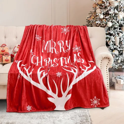 Miniatura 15 de Exclusivo Mezcla Manta de Navidad para sofá, manta suave y acogedora para invierno, manta decorativa con patrón de reno verde, 50 x 60 pulgadas