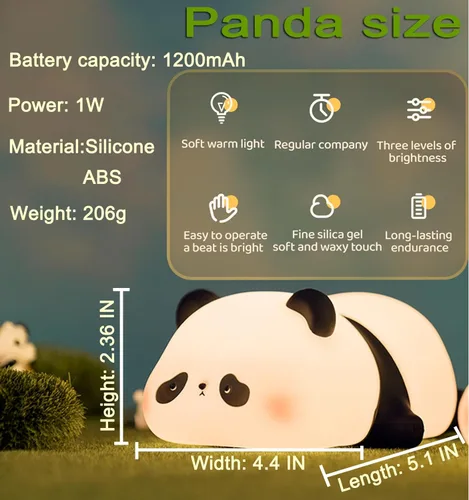 Miniatura 6 de DREAMING MY DREAM Linda Luz Nocturna de Panda, Lámpara Nocturna LED Suave de Animales Novedosa, Luz Nocturna de Guardería Regulable de 3 Niveles