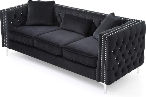 Miniatura 7 de Glory Furniture Sofá Paige, negro. Muebles de sala de estar, 30 pulgadas de alto x 86 pulgadas de ancho x 34 pulgadas de profundidad
