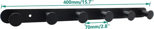 Miniatura 2 de Perchero de pared de acero inoxidable, resistente para colgar en la entrada, estante multiusos con 6 ganchos para dormitorio, baño, pasillo, garaje