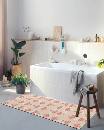 Miniatura 4 de Tapete de baño con diseño geométrico de rayas amorosas para bañera, antideslizante, de secado rápido y absorbente, de tierra de diatomeas, tapete