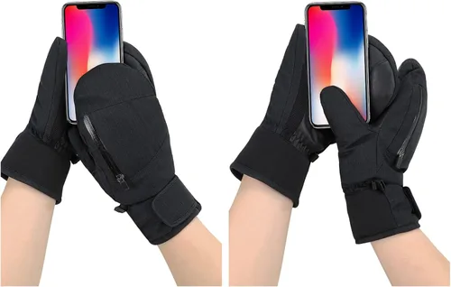 Miniatura 5 de Durio Manoplas de esquí para mujeres y hombres, guantes de esquí impermeables para hombres y mujeres, guantes de nieve con pantalla táctil