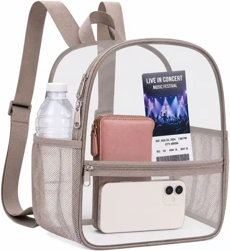 Miniatura 48 de Mochila transparente Oraben para eventos de estadio, mochila transparente para estadio 12x6x12, Negro, Pequeño