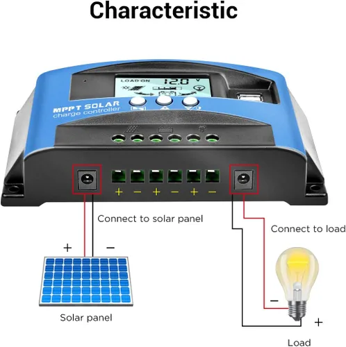 Miniatura 4 de controlador de carga solar MPPT 30A 12V/24V regulador inteligente automático para panel solar con puerto USB doble y pantalla LCD
