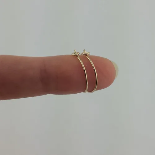 Miniatura 9 de Aretes de aro finos medianos de oro de 14 quilates para mujer, ligeros, minimalistas, para uso diario, de 1.5 pulgadas