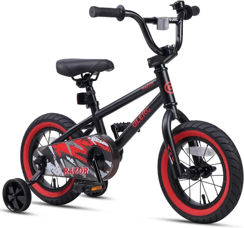 Miniatura 15 de Glerc Bicicleta para niños de 1 a 8 años, bicicleta para niños de 12 a 16 pulgadas, estilo BMX, con ruedas de entrenamiento, bicicleta para niños