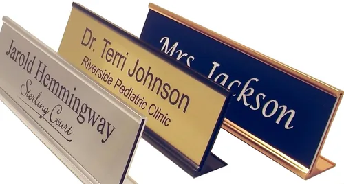 Miniatura 8 de Placa personalizada nombre de oficina con soporte para pared o computadora, 2 x 8, personalizada
