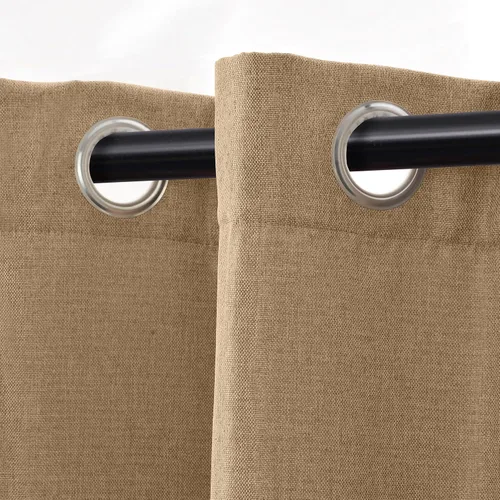 Miniatura 2 de Superior Juego de 2 cortinas opacas con textura de lino, par de paneles con aislamiento térmico con cabecera superior con ojales, cortinas clásicas