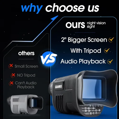 Miniatura 5 de Visión nocturna monocular 4K digital infrarroja visión nocturna con pantalla de 2 pulgadas más grande, zoom digital 8X, batería recargable de 2200
