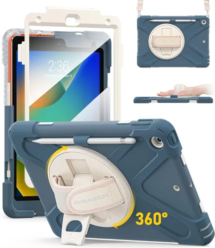 Miniatura 20 de BRAECN Funda para iPad de 9ª/8ª/7ª Generación, Funda Resistente a Prueba de Golpes con Protector de Pantalla, Soporte para Lápiz, Soporte para Tapa