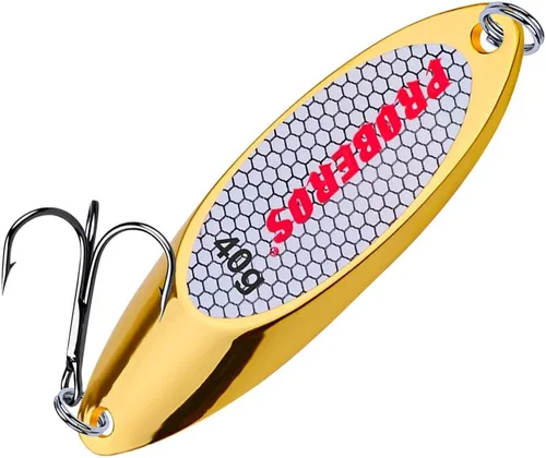 Miniatura 15 de PROBEROS Cucharas de pesca señuelos cebos para lubina, aparejos de cebo de jigging con ganchos agudos, cuchara de metal duro, señuelo de pesca