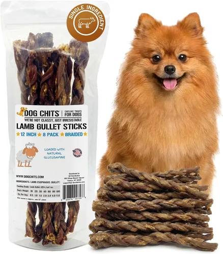 Dog Chits Masticables de esófago de cordero para perros y cachorros – Ingrediente único natural – Golosinas de cordero altas en proteínas y bajas en