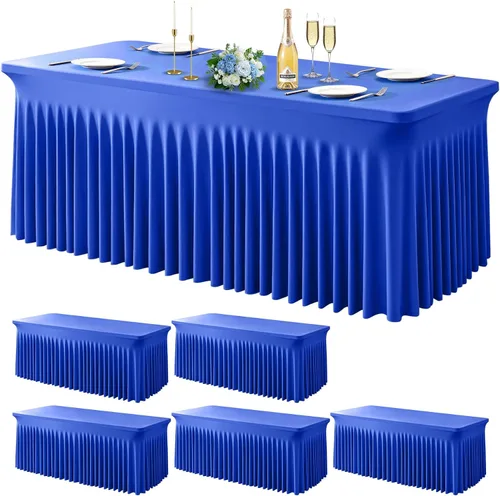 Miniatura 41 de Wish Care Paquete de 2 manteles de elastano elástico azul bebé para mesas rectangulares de 4 pies, manteles ajustables sin arrugas de 4 pies