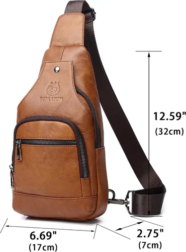 Miniatura 138 de LUKZIJAES Bolso bandolera de cuero genuino para hombre
