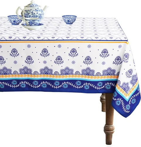 Miniatura 11 de Mantel Ovalado - 54x72 Pulgadas, Mantel Rústico Estilo Cerámica Polaca Clásico Francés Campestre Estampado Cubierta de Mesa para Decoración