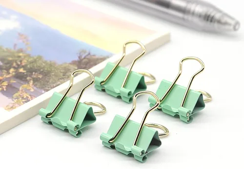 Miniatura 5 de Clips para carpeta verde claro, mini clip de papel, abrazaderas de papel pequeñas de 15mm (5/8 pulgada), paquete de 100 clips de oficina de micro