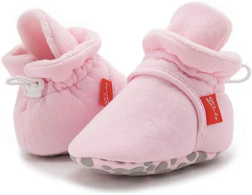 Miniatura 124 de Botines de forro polar para bebés, niños y niñas, pantuflas antideslizantes con agarre suave, zapatos de calcetín para recién nacidos, cuna